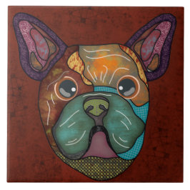 Crazy French Bulldog lelijke face Ceramic Tegel Tegeltje