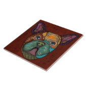 Crazy French Bulldog lelijke face Ceramic Tegel Tegeltje (Zijkant)