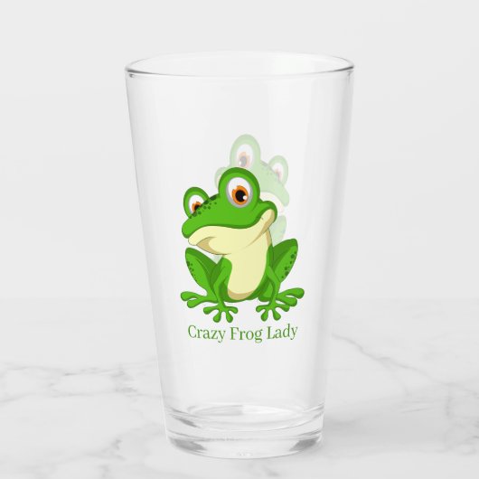 Crazy frog lady voegt text toe glas (Achterkant)