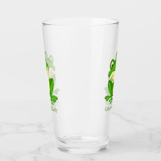 Crazy frog lady voegt text toe glas (Links)
