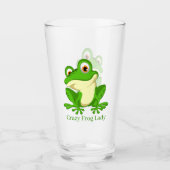 Crazy frog lady voegt text toe glas (Voorkant)