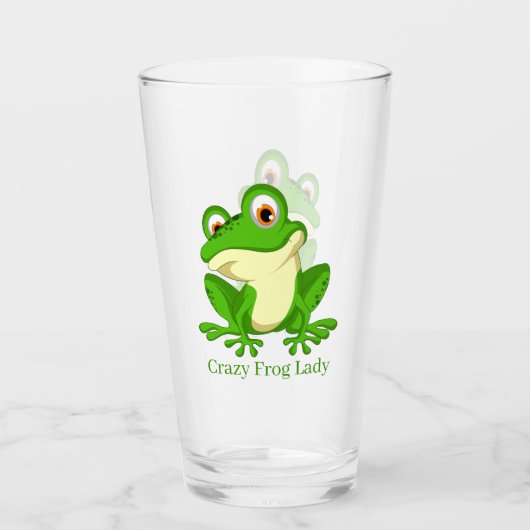 Crazy frog lady voegt text toe glas (Voorkant)