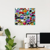 Crazy Fruits and Vegetables Graffiti Poster (Thuiskantoor)