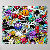 Crazy Fruits and Vegetables Graffiti Poster (Voorkant)