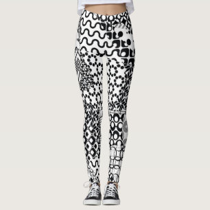 Crazy, Funky, Black and White Pattern, Cool Leggings