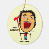 Crazy Gardener Cartoon Keramisch Ornament (Links)
