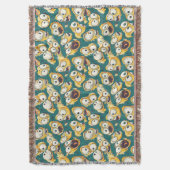 Crazy Geel Monster Teal Halloween Deken (Voorkant Verticaal)