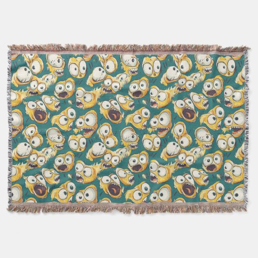 Crazy Geel Monster Teal Halloween Deken (Voorkant)