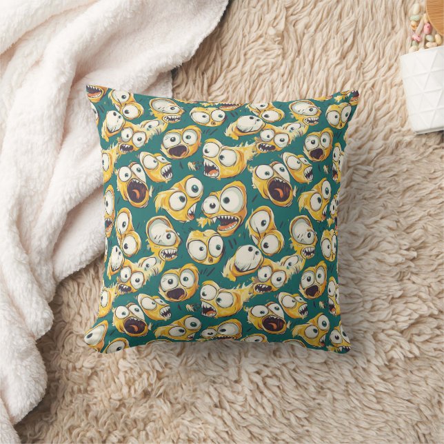 Crazy Geel Monster Teal Halloween Kussen (Deken)