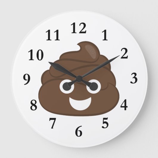 Crazy Gekke Brown Poop Emoji Grote Klok (Voorkant)