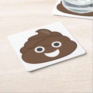 Crazy Gekke Brown Poop Emoji Kartonnen Onderzetters