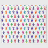 Crazy Gekke Colorful Girl en Boy Robot Party Cadeaupapier (Vlak)