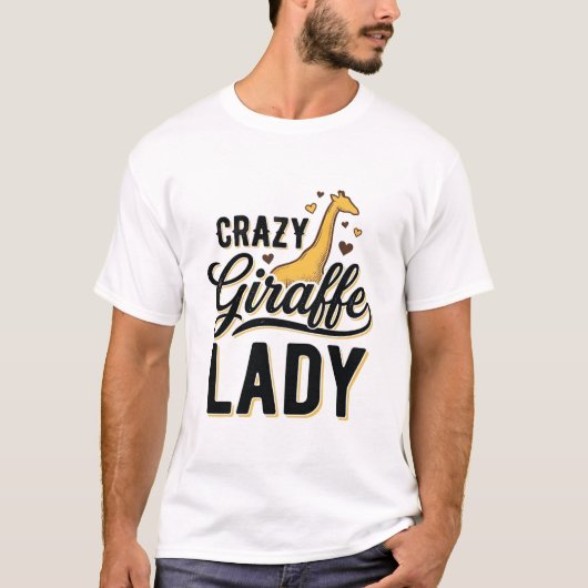 Crazy Giraffe Dame Vintage Gravure Shirt Ontwerp (Voorkant)