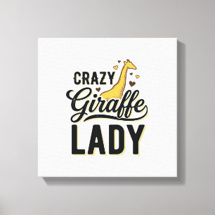 Crazy Giraffe Dames Vintage Gravure Shirt Design  Canvas Afdruk