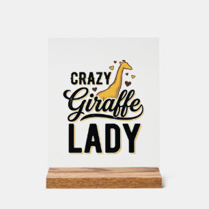 Crazy Giraffe Dames Vintage Gravure Shirt Ontwerp  Acryl Bord