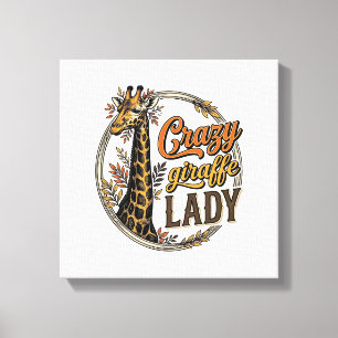 Crazy Giraffe Dames Vintage Gravure Shirt Ontwerp_ Canvas Afdruk