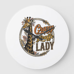 Crazy Giraffe Dames Vintage Gravure Shirt Ontwerp_ Grote Klok