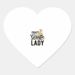 Crazy Giraffe Dames Vintage Gravure Shirt Ontwerp  Hart Sticker