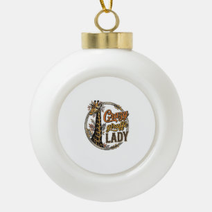 Crazy Giraffe Dames Vintage Gravure Shirt Ontwerp_ Keramische Bal Ornament
