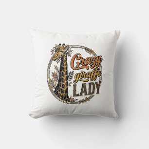 Crazy Giraffe Dames Vintage Gravure Shirt Ontwerp_ Kussen