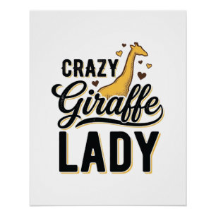 Crazy Giraffe Dames Vintage Gravure Shirt Ontwerp  Perfect Poster