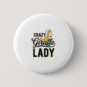 Crazy Giraffe Dames Vintage Gravure Shirt Ontwerp Ronde Button 5,7 Cm