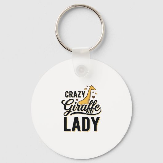 Crazy Giraffe Dames Vintage Gravure Shirt Ontwerp Sleutelhanger (Voorkant)