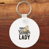 Crazy Giraffe Dames Vintage Gravure Shirt Ontwerp Sleutelhanger (Voorkant)