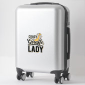 Crazy Giraffe Dames Vintage Gravure Shirt Ontwerp Sticker (Koffer)