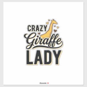 Crazy Giraffe Dames Vintage Gravure Shirt Ontwerp  Sticker