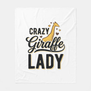 Crazy Giraffe Lady Vintage Gravure Shirt Ontwerp  Fleece Deken