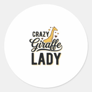 Crazy Giraffe Lady Vintage Gravure Shirt Ontwerp  Ronde Sticker