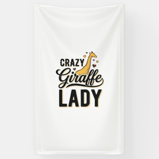 Crazy Giraffe Lady Vintage Gravure Shirt Ontwerp Spandoek (Verticaal)