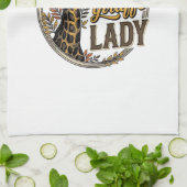 Crazy Giraffe Lady Vintage Gravure Shirt Ontwerp_ Theedoek (Gevouwen)