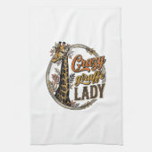 Crazy Giraffe Lady Vintage Gravure Shirt Ontwerp_ Theedoek (Verticaal)