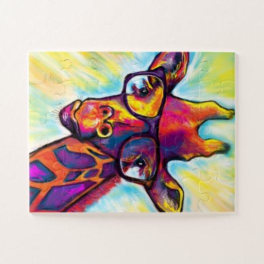 Crazy Giraffe Man Art Puzzle Legpuzzel (Horizontaal)