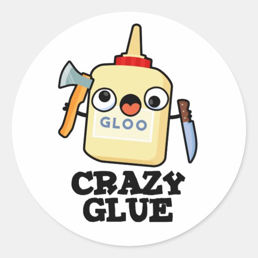 Crazy Glue Funny Super Glue Ronde Sticker (Voorkant)