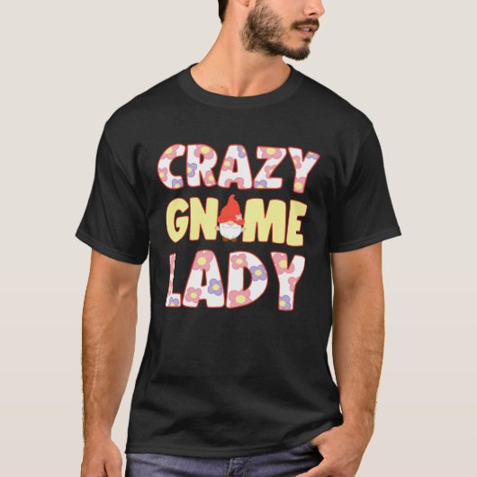 Crazy Gnome Lady With Elf Garden Miniature T-shirt (Voorkant)