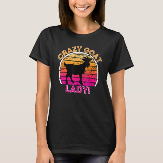 Crazy Goat Lady Funny Retro Goat T-shirt (Voorkant)