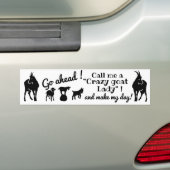 "Crazy goat Lady"-geitensilhouettes voor geitenlie Bumpersticker (Op auto)
