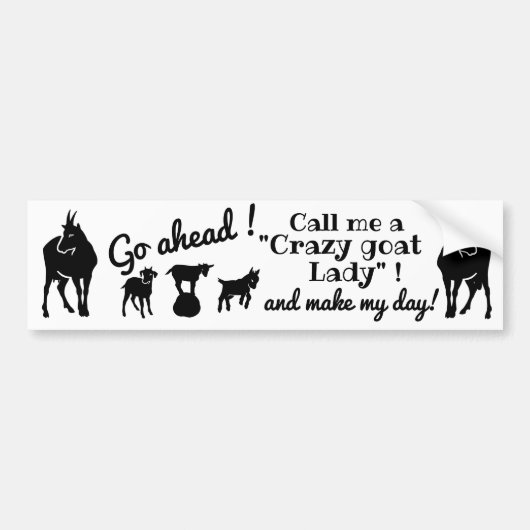 "Crazy goat Lady"-geitensilhouettes voor geitenlie Bumpersticker (Voorkant)