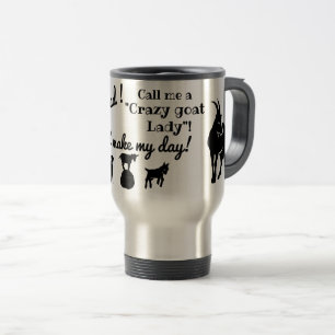 "Crazy goat Lady"-geitensilhouettes voor geitenlie Reisbeker