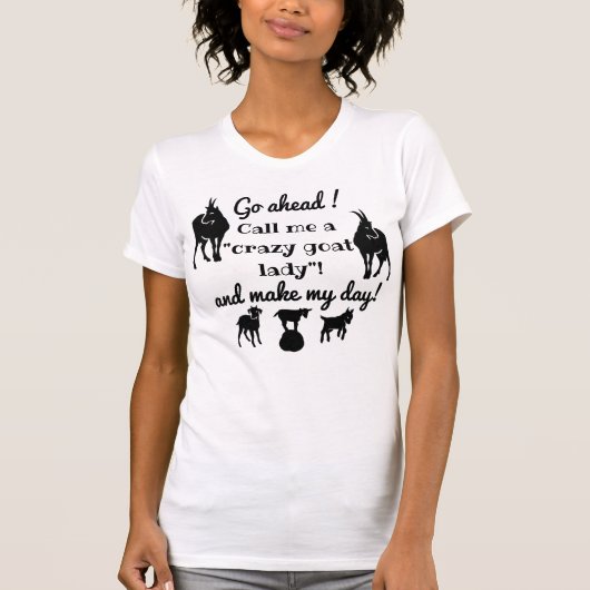 "Crazy goat Lady"-geitensilhouettes voor geitenlie T-shirt (Voorkant)