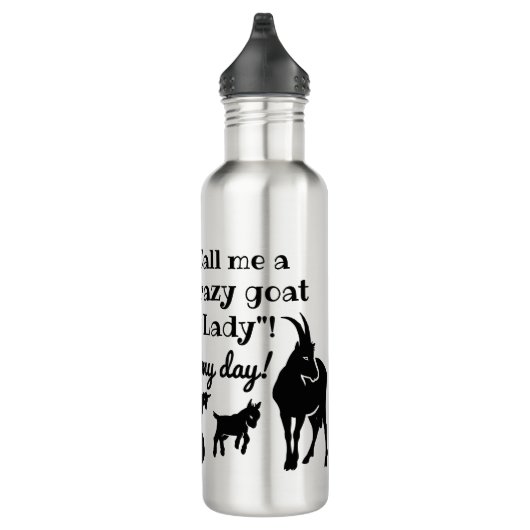 "Crazy goat Lady"-geitensilhouettes voor geitenlie Waterfles (Rechts)