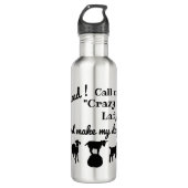 "Crazy goat Lady"-geitensilhouettes voor geitenlie Waterfles (Voorkant)