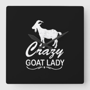 Crazy Goat Lady Shirt Geit, Geitenboer Gift Vierkante Klok