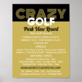 Crazy Golf Slogan, Mini Golfbaan Adverteren Poster (Voorkant)