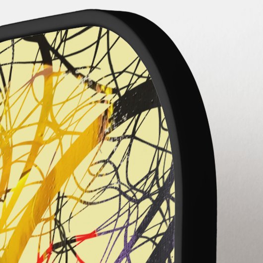 Crazy Graffiti Pollak op zoek lichtgeel Pickleball Paddle (Links Detail)