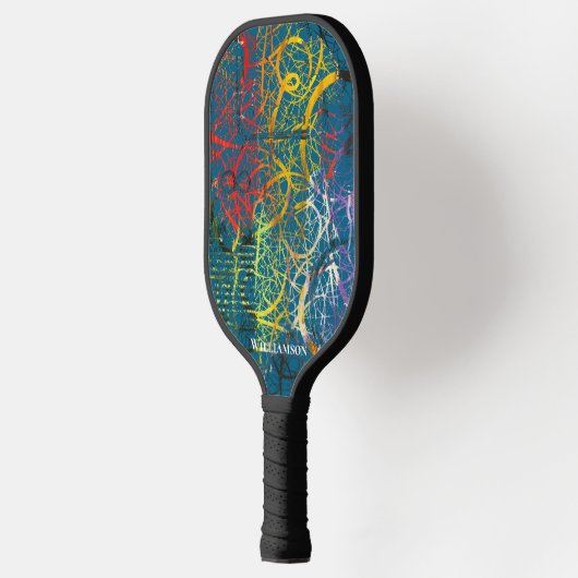 Crazy Graffiti Pollak op zoek Slate Blue Pickleball Paddle (Links)