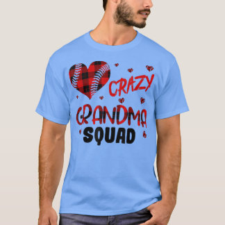 Crazy Grandma Squad Funny Baseball Heart Grandma T-shirt